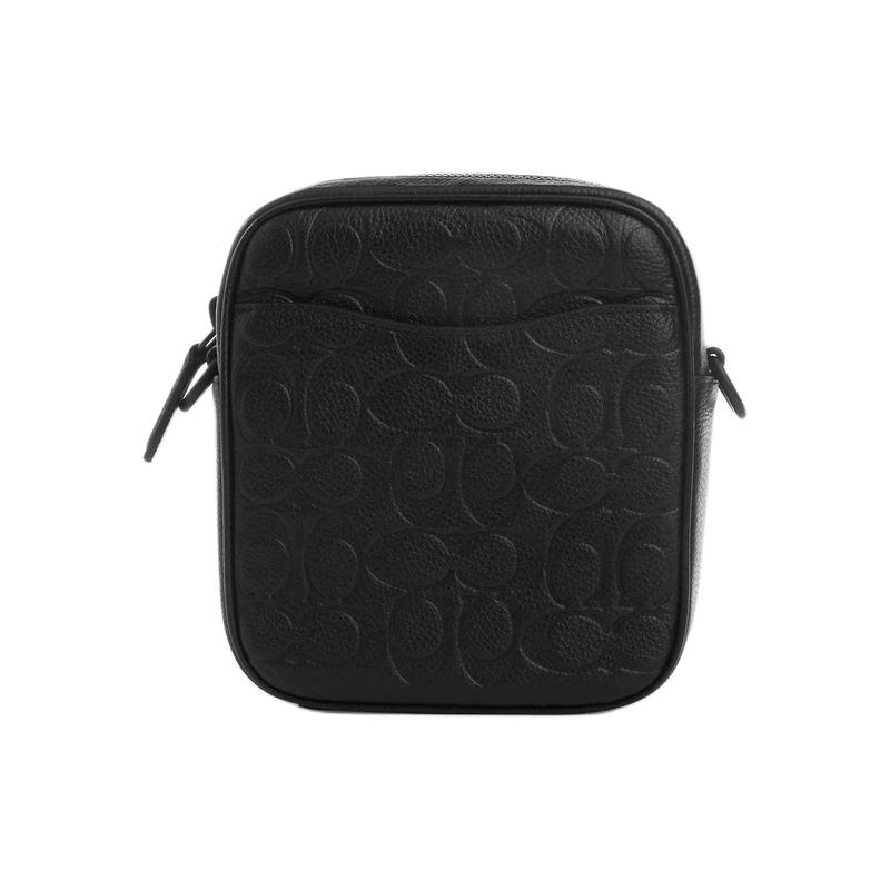 Coach Beck 15 Signature Printed Letters Pebbled Leather Shoulder Crossbody Bag Mini Men's Black