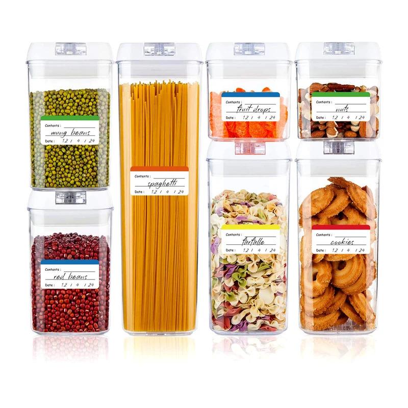 Borttagbara Etiketter 6x3cm, 100 st, Etiketter för Matförvaring, Etiketter för Köksskåp, Etiketter för Kryddburkar, Sorteringsetiketter