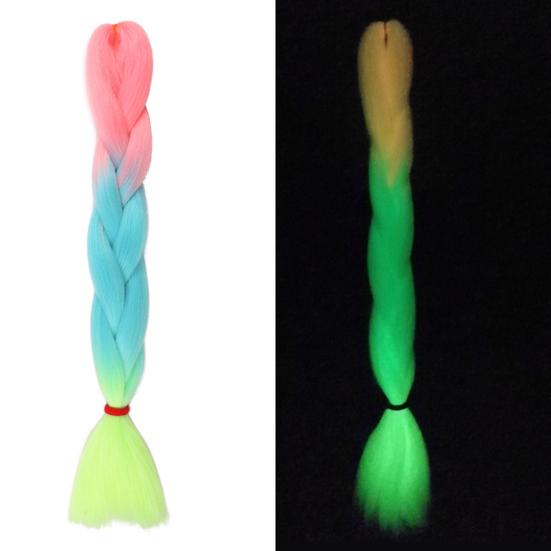 Yousheng Świecący Warkocz Kolor Gradientowy Świecący w Ciemności Dekoracyjny Antypoślizgowy Widoczny Warkocz Włosy Syntetyczne Neonowy Świecący Jumbo Warkocz Kucyk