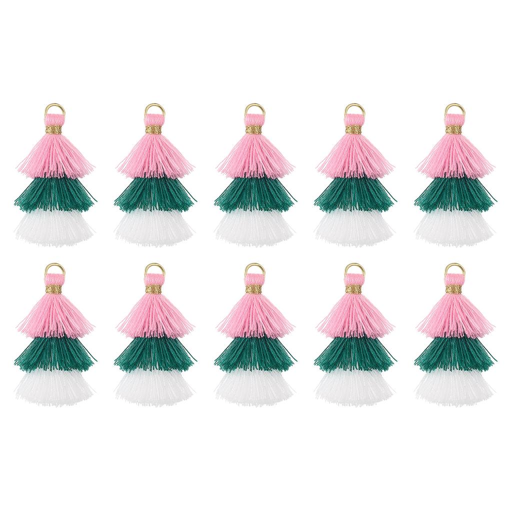 10Pcs Tiny Tri-Layered Tassels 1.6" Mini Tassel Bag Charm Bohemian Keychains Handmade Tassel Keychain for DIY Projects