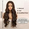 XINRAN Women Fashion Long Water Wave Wig Without Bangs Synthetic Fiber Ombre Brown Blonde Color Body Wave Lace Front Wig