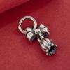 S925 Sterling Silver Tulip Bow Pendant with Small Flower Tassel Charm for DIY Beaded Bracelets
