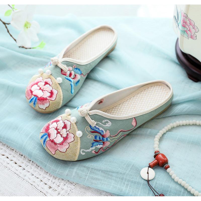 

Тапочки, тапочки на плоской подошве, вышитые туфли из ткани, тканевое искусство 40