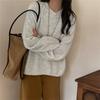 Lazy wind round neck pullover sweater women's autumn and winter new loose and thin soft waxy outer knitted sweater top