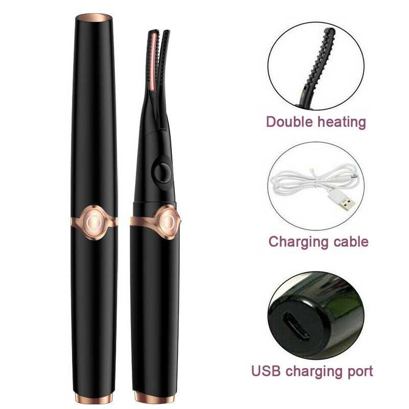 USB Rechargeable Electric Heated Eyelash Curler Long Lasting Makeup Tool