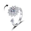 2026 Decompression Rotating Ring Female Rotating Sunflower Diamond Opening Adjustable Ring Ring Ring