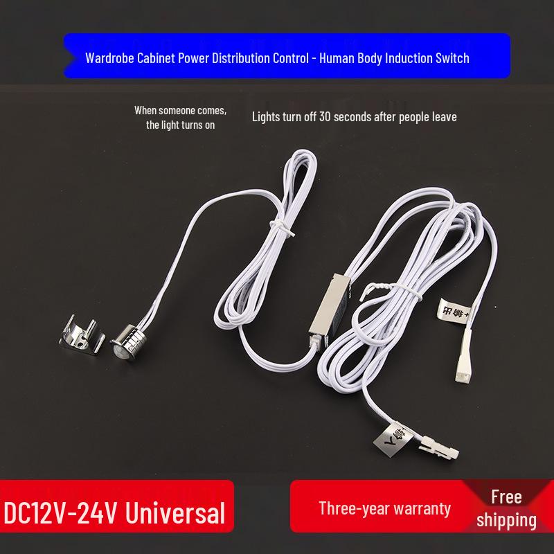 LED Strip Light with Induction Control for Wine Cabinets and Wardrobes, DuPont Interface, 12V Transformer Included