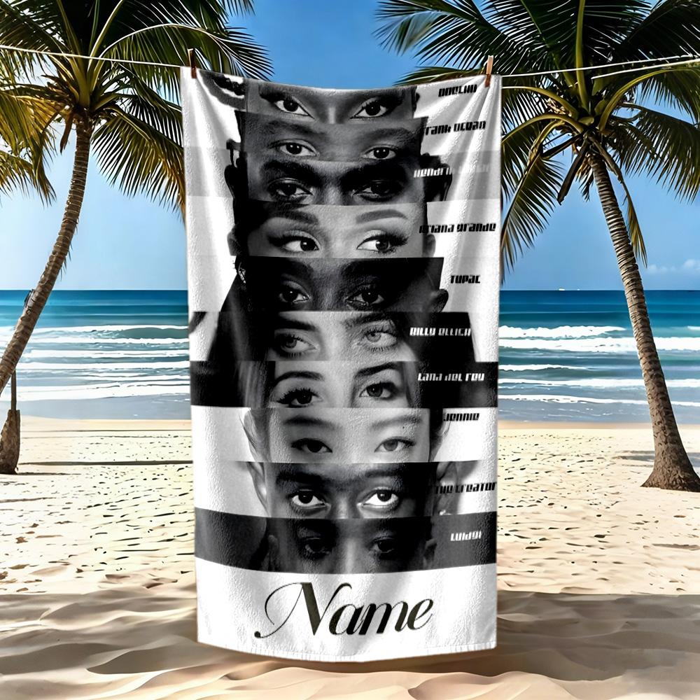 Facial Expressions Diversity Personalized Name Beach Towel Super Soft & Absorbent Portable for SwimmingBeachCamping Travel Beach AccessoriesGym