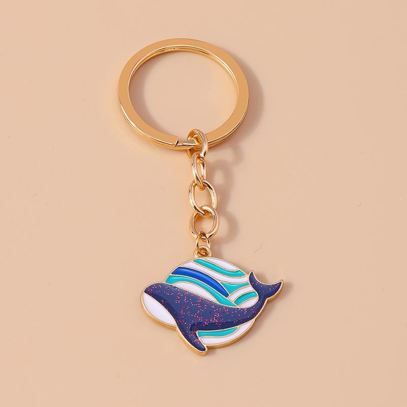Cute Enamel Whale Shark Fish Keychain Shell Key Ring Pendants for Women Girls Handbag Decor DIY Jewelry Gifts