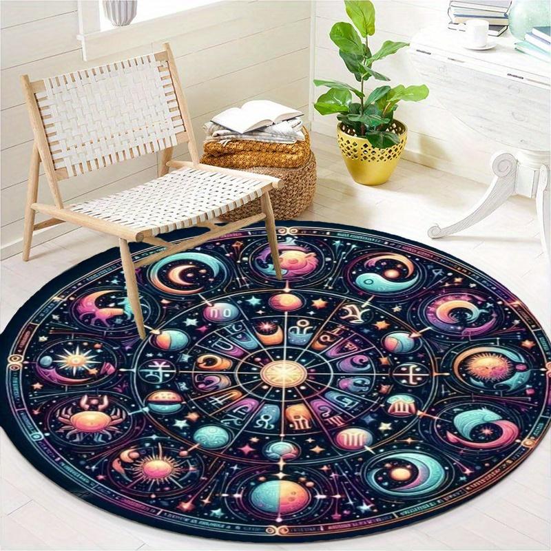 S Colorful Constellations Round Rug Nonslip Area Rug Office Chair Mat Carpet For Living Room Bedroom Home Decor
