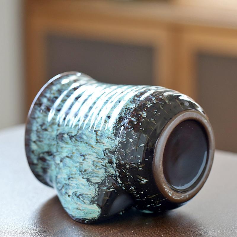 Glazed Ceramic Coffee Mug - Heat-Resistant Large Capacity Cup for Latte Art, Tea & Warm Hands, Creative American-Style Design