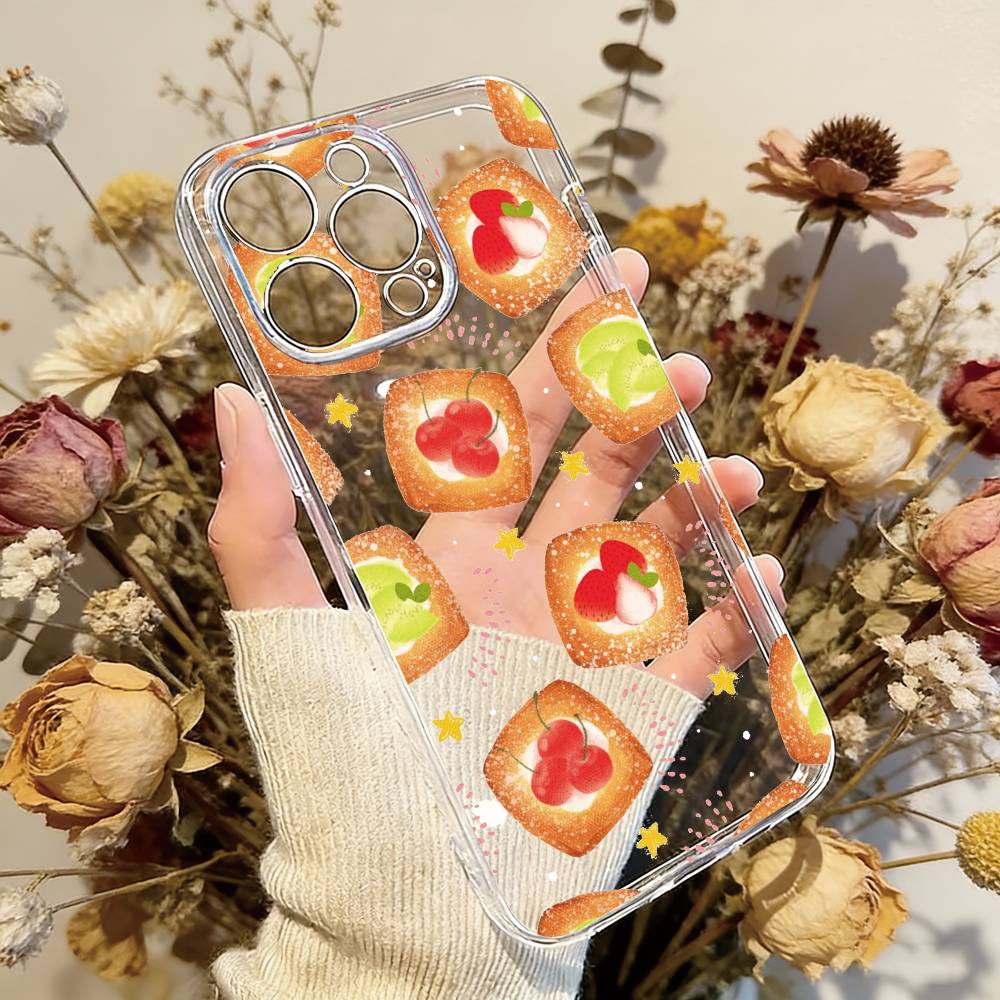 Cute Cake Phone Case Transparent Silicone Soft For iPhone 17 16 15 14 13 12 11 Mini Pro Max Plus