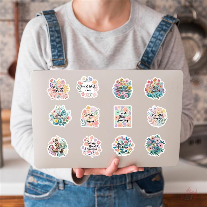 50Pcs/Set Flowers Healing Phrase Stickers DIY Fashion Waterproof Doodle Decals Stickers
