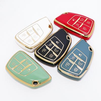 5 Buttons For GMC Yukon Gold Edge TPU Shell for Buick ENVISION S Plus Avenir for Chevrolet Tahoe Suburban Car Key Case Fob Cover