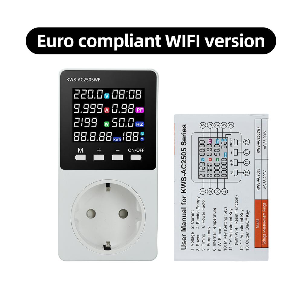 Ac85-290v 16a 3500w Tuya App Wifi Smart Eu Us Socket Lcd Digital Display Voltmeter Ammeter Power Meter Electricity Monitoring