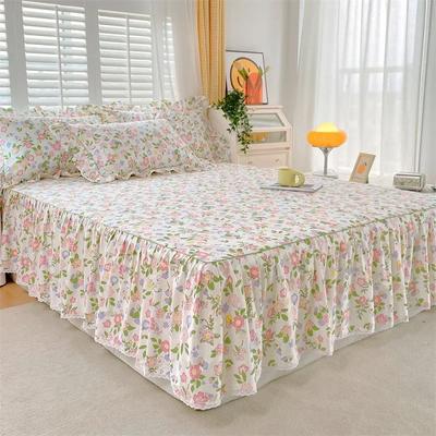 1 stück 100% Baumwolle Bettrock Queen/King Size Floral bedrucktes Blatt mit Rüschen falda de cama voller Größe Rock für Einzel