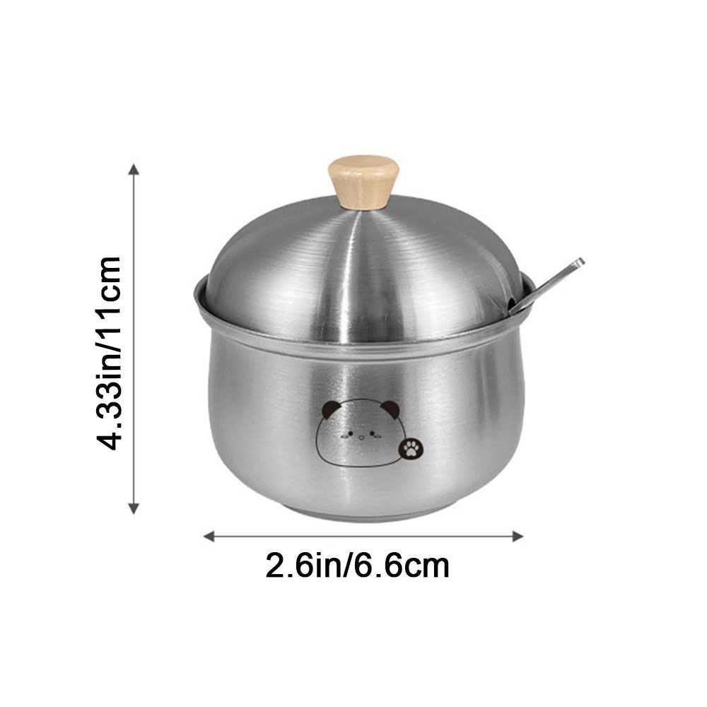 Silver Stainless Steel Sugar Bowl Large Capacity Seasoning Jar Durable Salt Organizer  for Kitchen