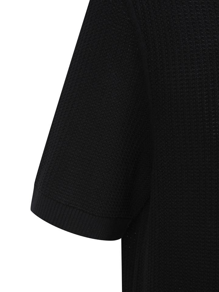 AND Z Men'S) Fine Texture Collared Short Sleeve Knit_Bzf3Et1102Bk