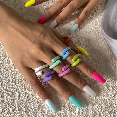Vintage Punk Multi Color Finger Ring Bagues Fashion Jewelry for Women Exaggerated Geometries Open Rings Gift Anillos Ajustables
