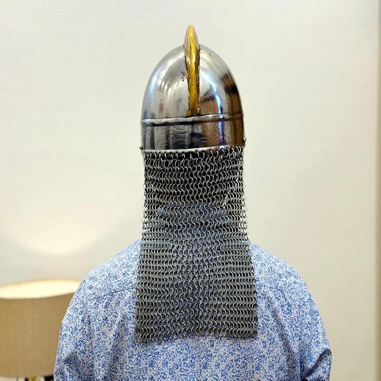 Wikinger Kettenhemd Helm Mittelalterlicher Ritter Cosplay Rüstungshelm Nordisch Messing Halloween Kostüm Geschenk