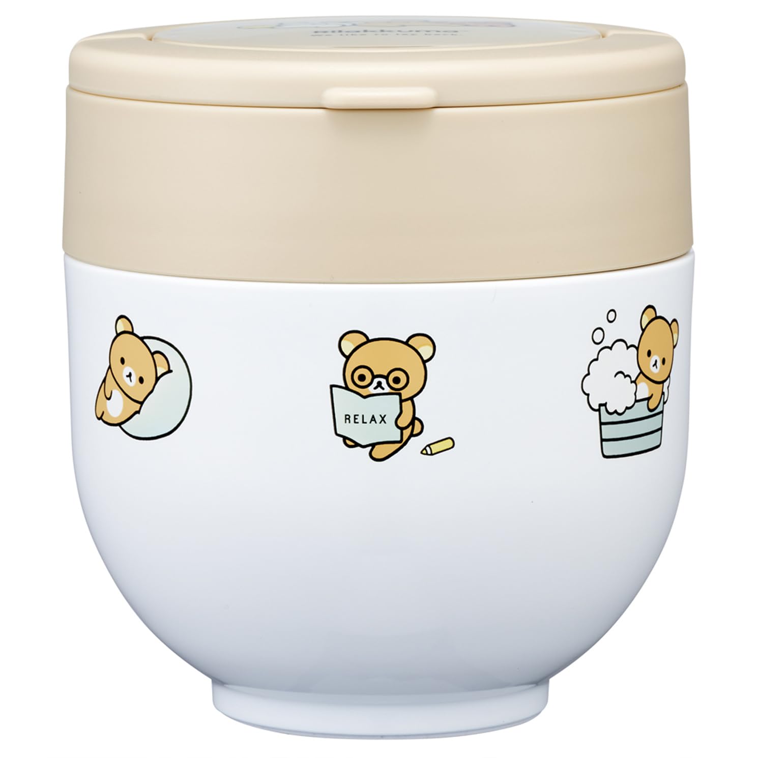 Skater Insulated Lunch Bowl with Folding Rilakkuma Basic Box, Type, 540ml, Women s Size, 2-Tier, Handle, Design, LDNO6-A