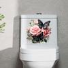 Pink Rose Black Butterfly Floral Wall Stickers Self Adhesive Peel and Stick Decor for Bathroom Cabinets Refrigerator Doors Home Decoration