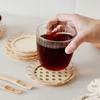 Handmade Rattan Woven Tea Trays Laciness Cup Holder