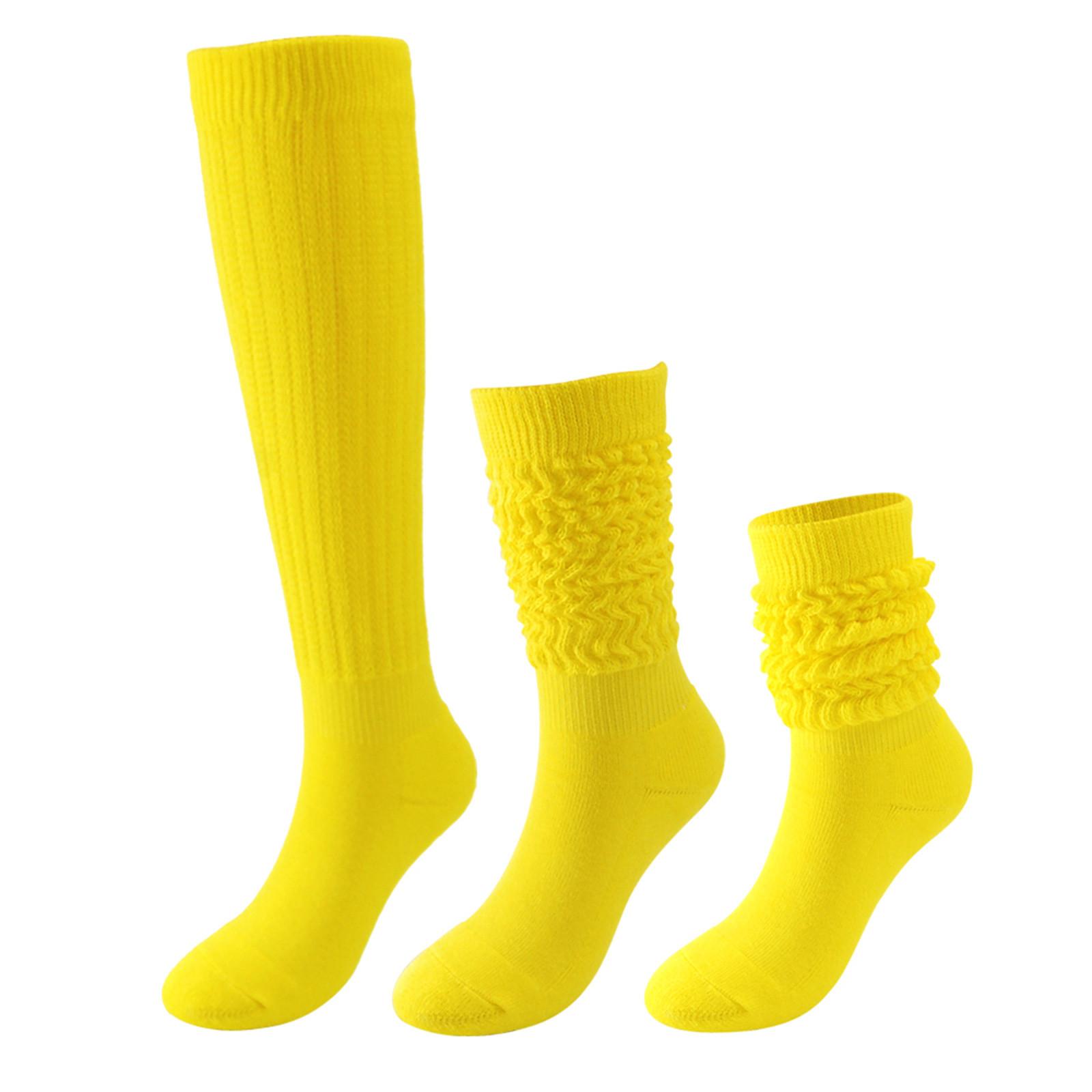 

Женские однотонные утолщенные свободные носки с напуском, модные длинные наборные носки One Size жёлтый