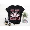 Just A Girl Who Loves Axolotls Cute Pink Axolotl T Shirt Funny Amphibian Mexican SalaUnisexder Lover for Girls Vintage Washed