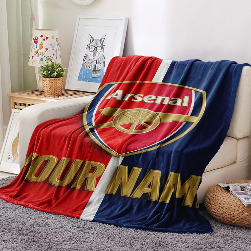 1pz Coperta di Flanella Personalizzata con Nome e Motivo Arsenal Adatta a Tutte le Stagioni per Arredamento Casa Calore e Comfort Regali Regalo Festivo_lx