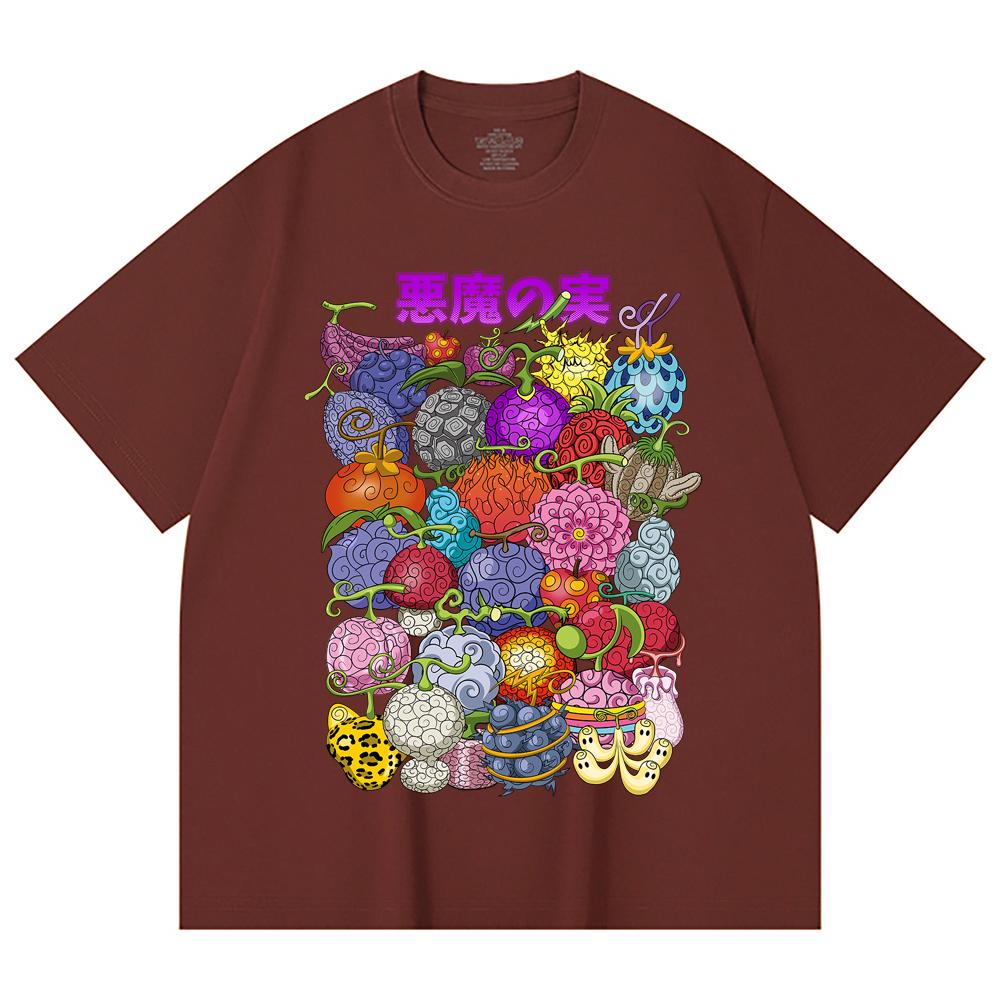 230 Gsm 100% Cotton One Piece V52 Devil Fruits Print Unisex Heavy Cotton T Shirt
