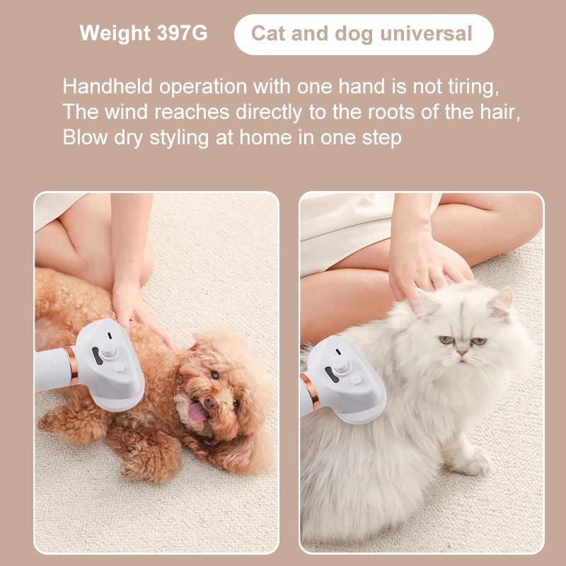Pet Grooming Dryer 6 in 1 Dog Cat Hair Removal Comb Massage Spray Brush 300W Hot Air Comb Pet Hair Dryer 3-speed Adjustable