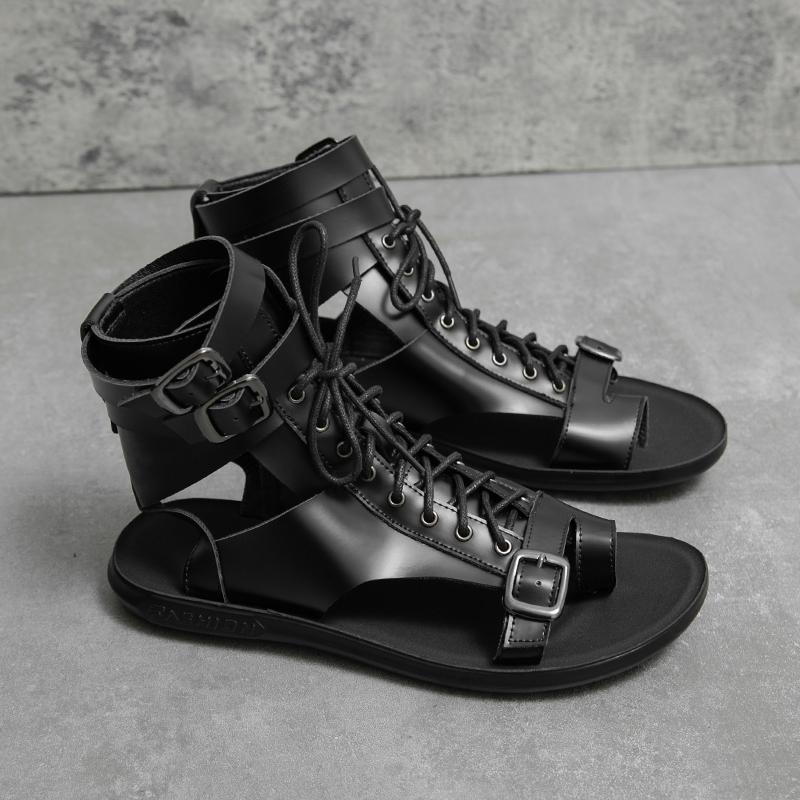 Fashion Summer Men's Leather Roman Style Sandals Quality Handmade Designer Retro Casual Sandals Comfort Outdoor Beach Sandals Mocassins