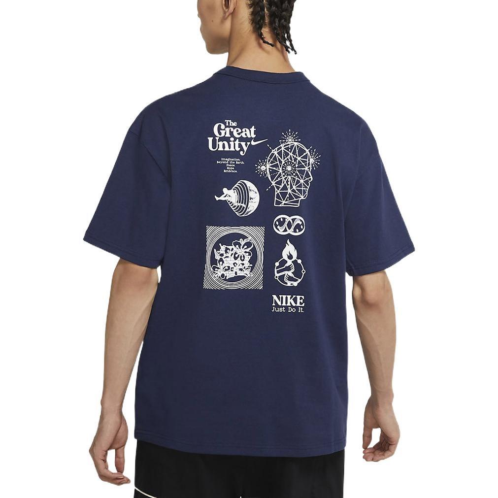 Nike T Shirts Men's Navy Blue Crew Neck Moderate Straight Fit DM7899-410
