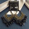 Popular earrings Bohemian retro fringed long beaded earrings colorful earrings women