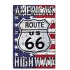 Route 66 Souvenir License Plate, American Auto Metal Sign 20x30cm