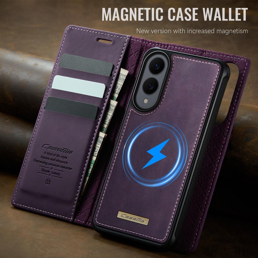 2 In 1 Magnetic Leather Case for Samsung Galaxy S25 Edge S26 Ultra S24 FE S23 Plus S22 S21 S20 5G Wireless Charging Wallet Cover