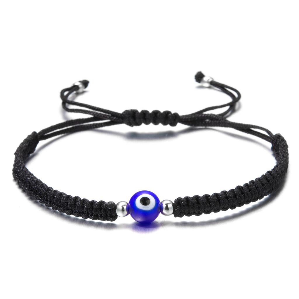 Minimalist Round Resin Evil Blue Eyes Bracelets For Women Men Handmade Braided Lucky Red String Evil Eye Bracelet Couple Jewelry