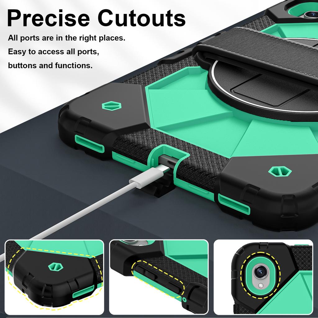 Heavy Defense Armor ProtectiveTablet Case For Samsung S11 S10 S9 FE A11 A9 Plus A7 Lite with Lanyard Thick Shockproof with Rotating Kickstand Cover