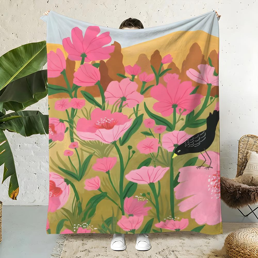 Artist V-VirginieCognet Throw Flannel Throw Blanket,Bed Home Office Nap Blanket Travel,Camping,Picnic Blanket Soft Decor 75X95CM