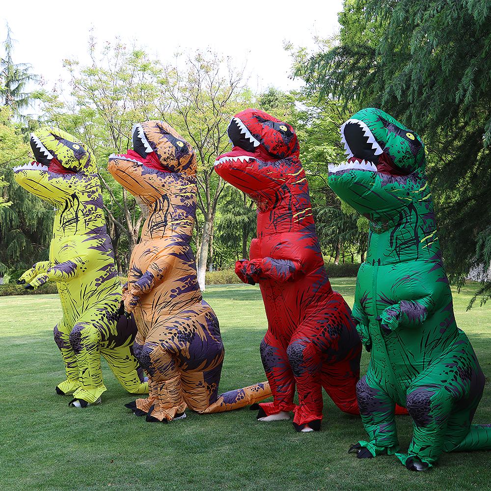 T-rex inflável de Tiranossauro Fantasia de Dinossauro Criança Crianças Adulto Role-playing Fantasia Halloween Mascote Roupa de Festa