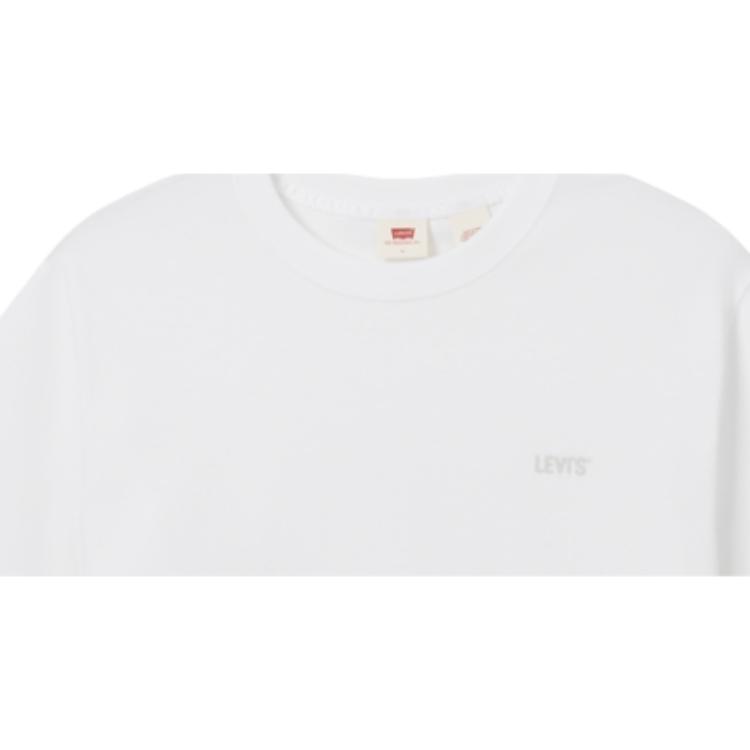 Levis SS25 Logo Embroidered Crew Neck Ribbed Hem Casual Split Hem Comfortable Short Sleeve T-Shirt Men T-Shirt White 003YV-0000