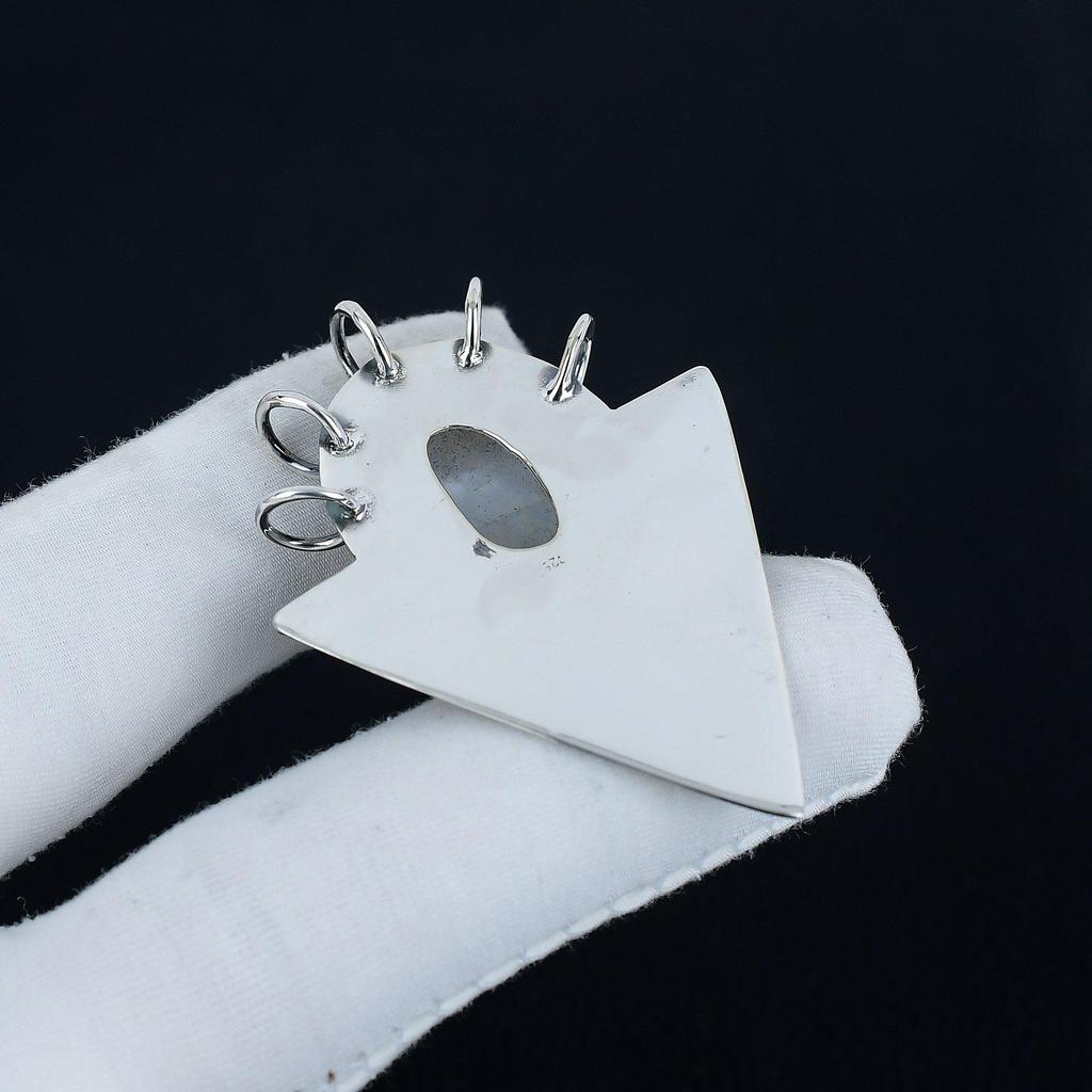 Natural Rainbow Moonstone Gemstone Silver Pendant In 925 Sterling Silver- Handmade Design, Everyday Wear Jewelry, Unique Pendant Father's Day Gift