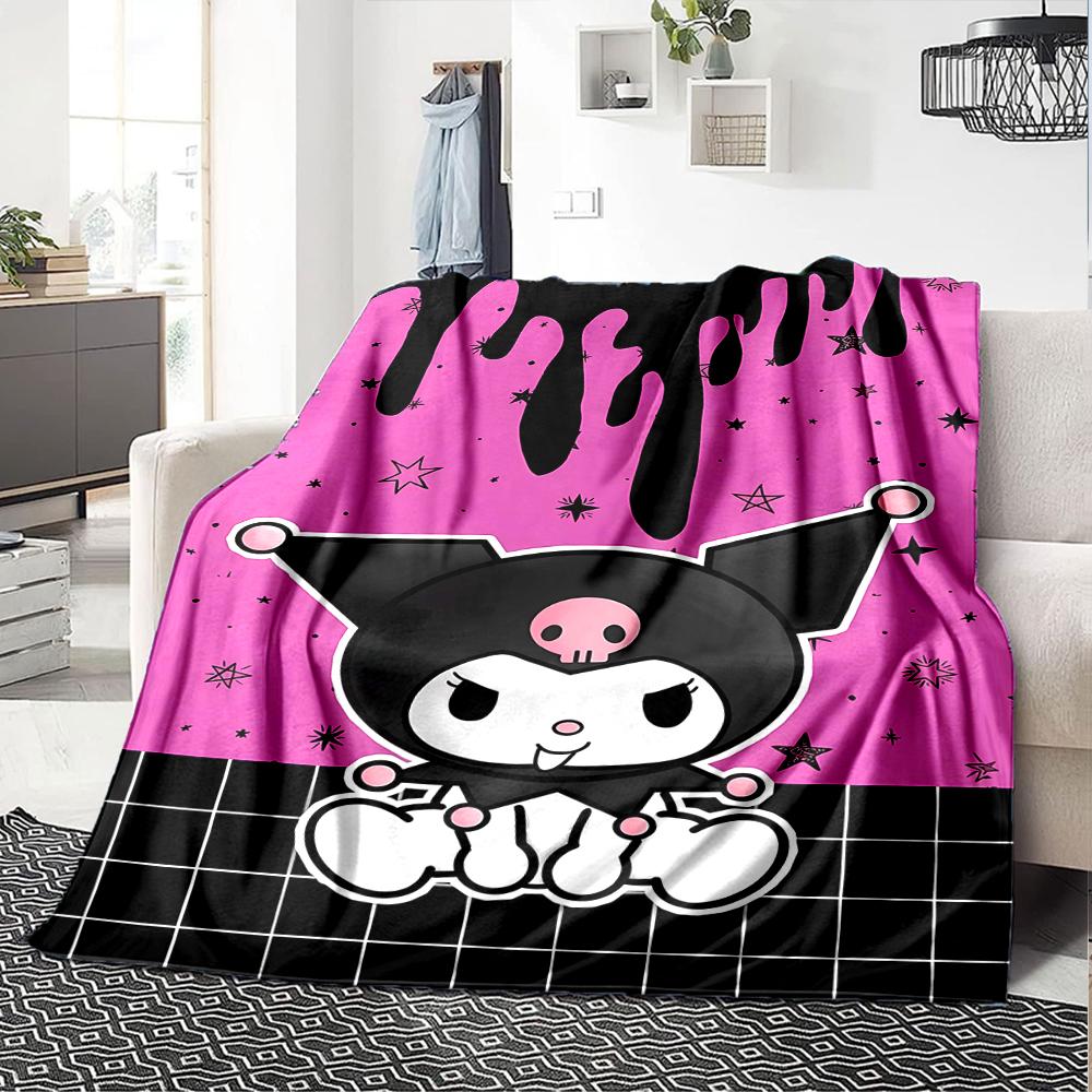 1pc Sanrio Kuromi6 Blanket, Gift, for Men and Women, Soft Blanket, Good for Sofa Bed Couch Travel, Lightweight Flannel Blanket
