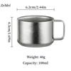 1Pcs Pure Titanium Double-Wall Mini Coffee Mug,Handheld Water Cup Silver-Gray Drinking Office Tea Mug 100ml Exquisite Coffee Cup