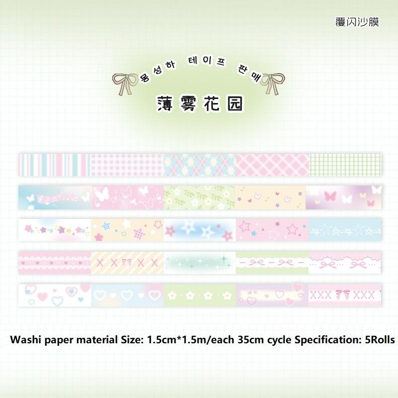 5Rolls/Set Washi Tape for Crafts Tapes Roll Stickers Diary Masking Decorative Adhesive Set Washi Tape Stationery Journaling