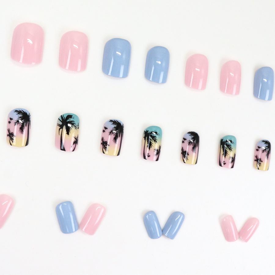 Elegant Fresh Style Macaron Series: Skin-Whitening European & American Exotic Press-On Nails.