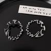 Fashion Metal Irregular Big Circle Hoop Earring for Women Exaggerated Silver Colour Twisted Personality Earrings Jewelry Gift