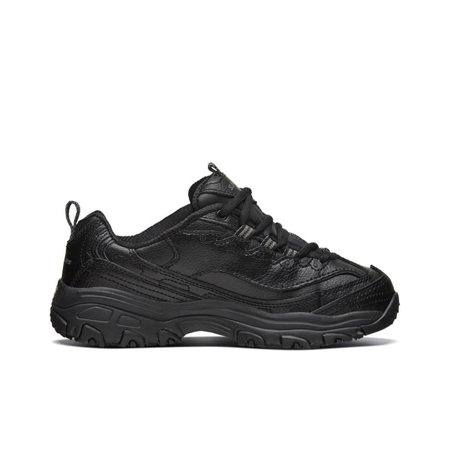 Skechers DLites SR Mesh Synthetic Leather Retro Breathable Height Increasing Low Top Dad Shoes Women sneaker Black 76605-BLK