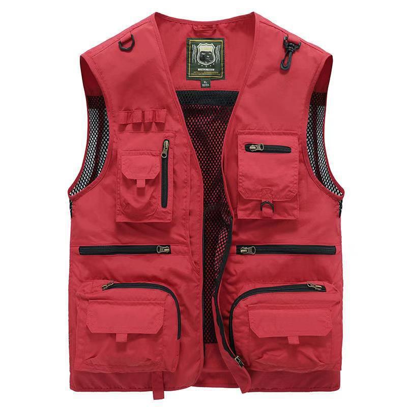 Men's Multi-Pocket Sleeveless V-Neck Vest for Summer Hiking & Photography